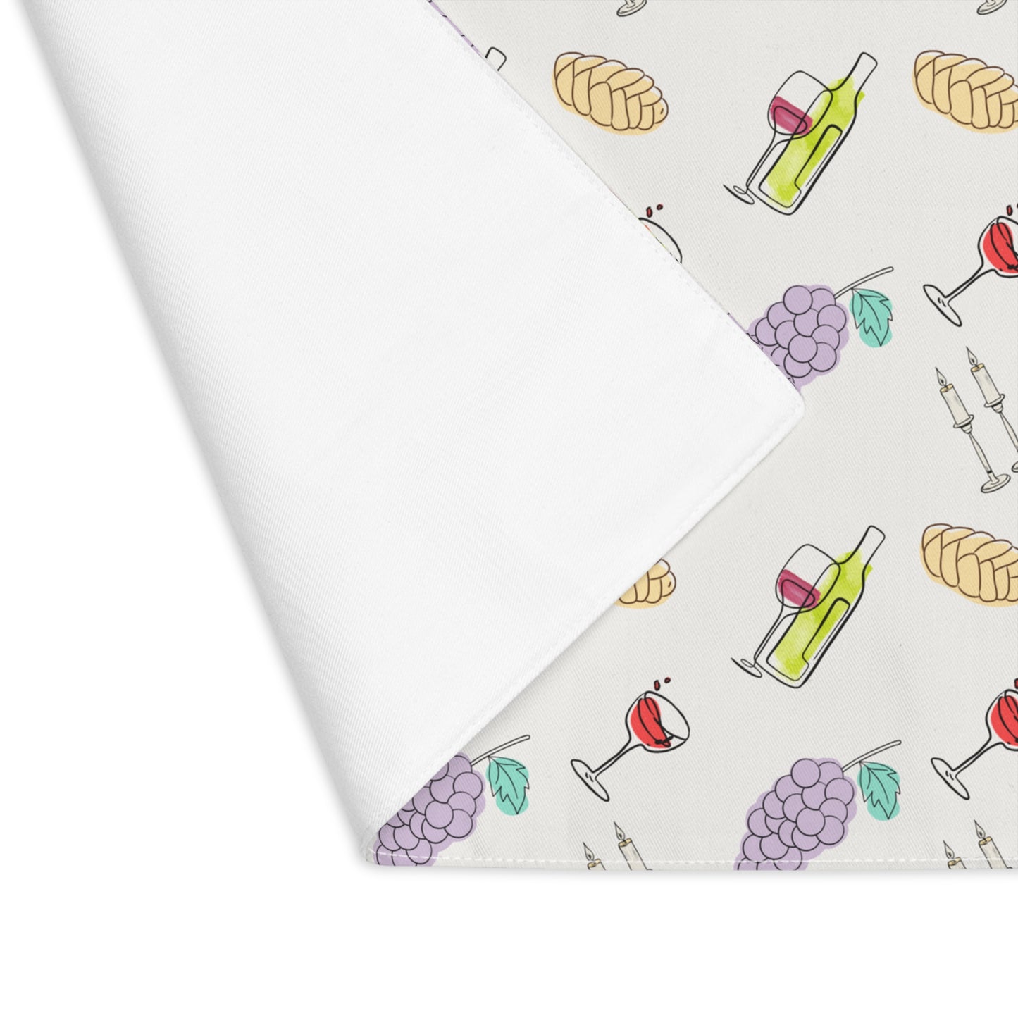 Challah cover/ placemat for Shabbat table with Shabbat illustrations