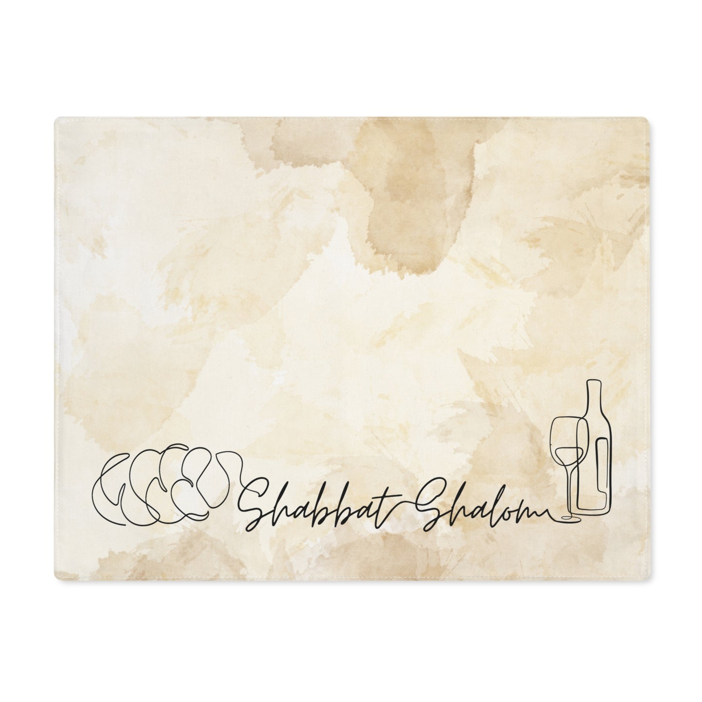 Challah cover/ placemat for Shabbat table with Shabbat Shalom caption - Browns shades
