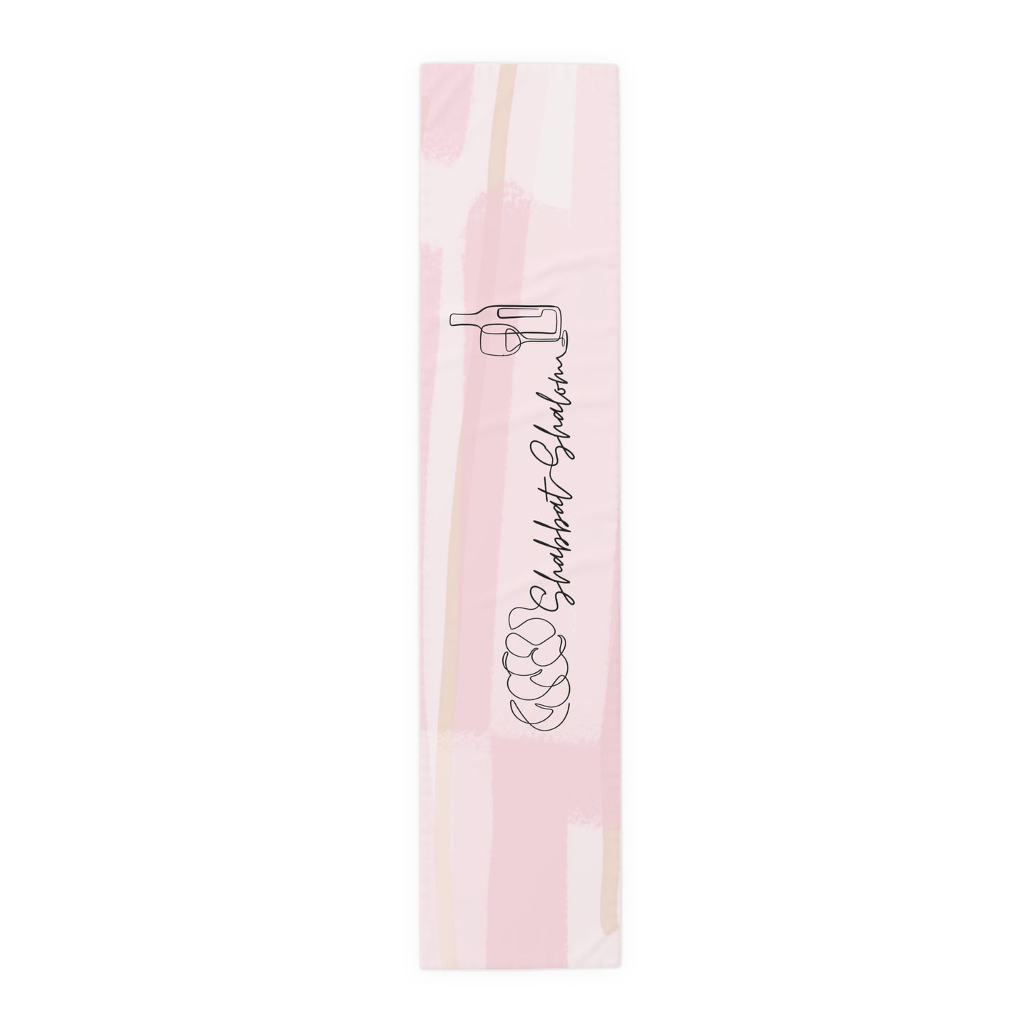 Shabbat Table Runner With Shabbat Shalom Caption - Pink Shades