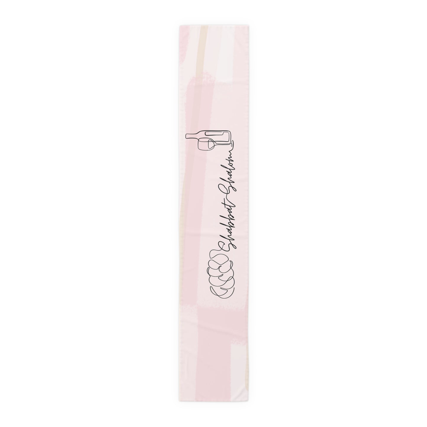 Shabbat Table Runner With Shabbat Shalom Caption - Pink Shades