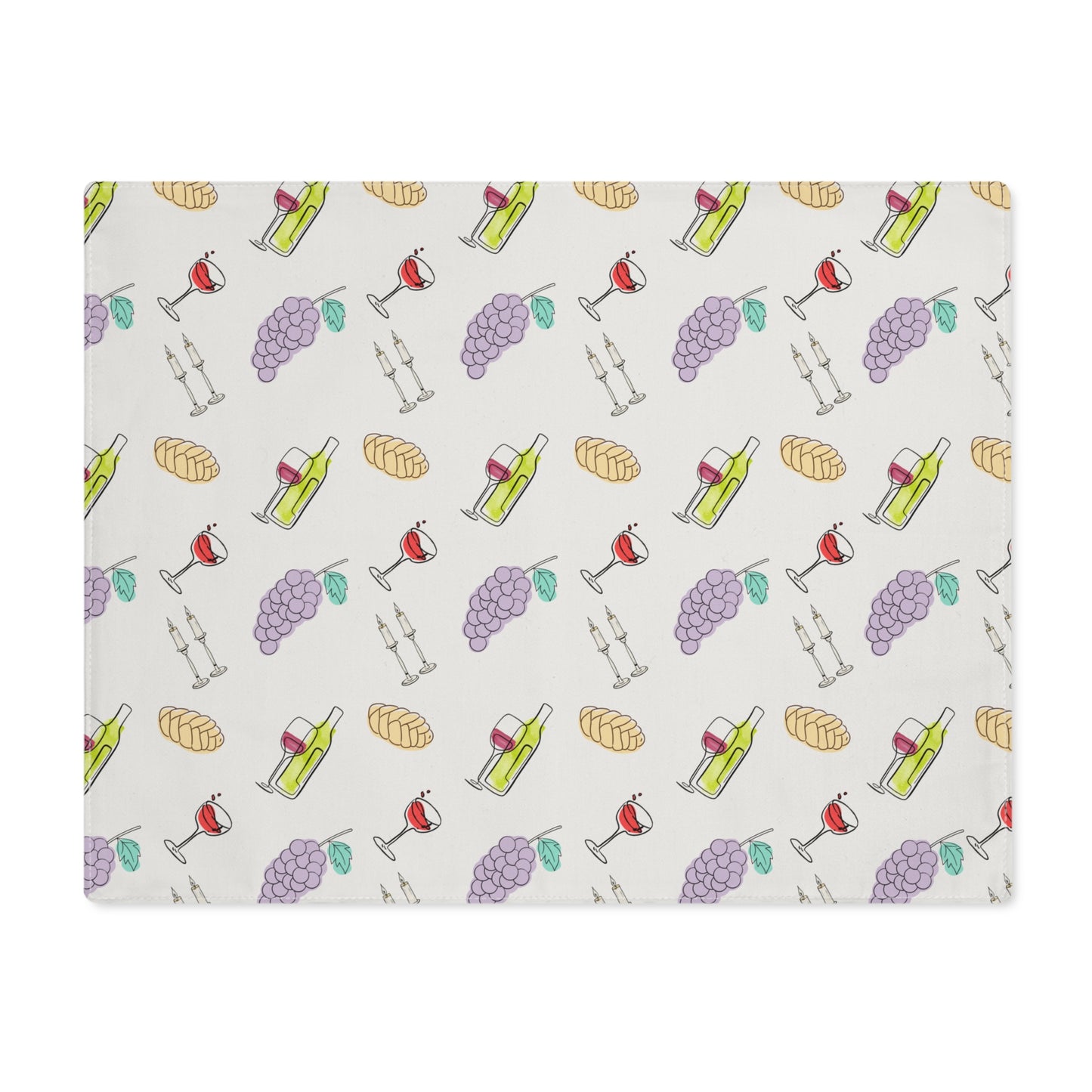Challah cover/ placemat for Shabbat table with Shabbat illustrations
