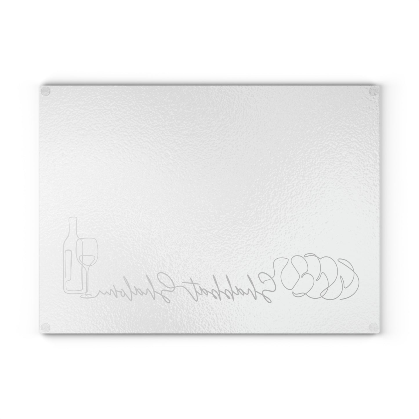 Shabbat Challah Glass Board With Shabbat Shalom Caption - Silver Shades