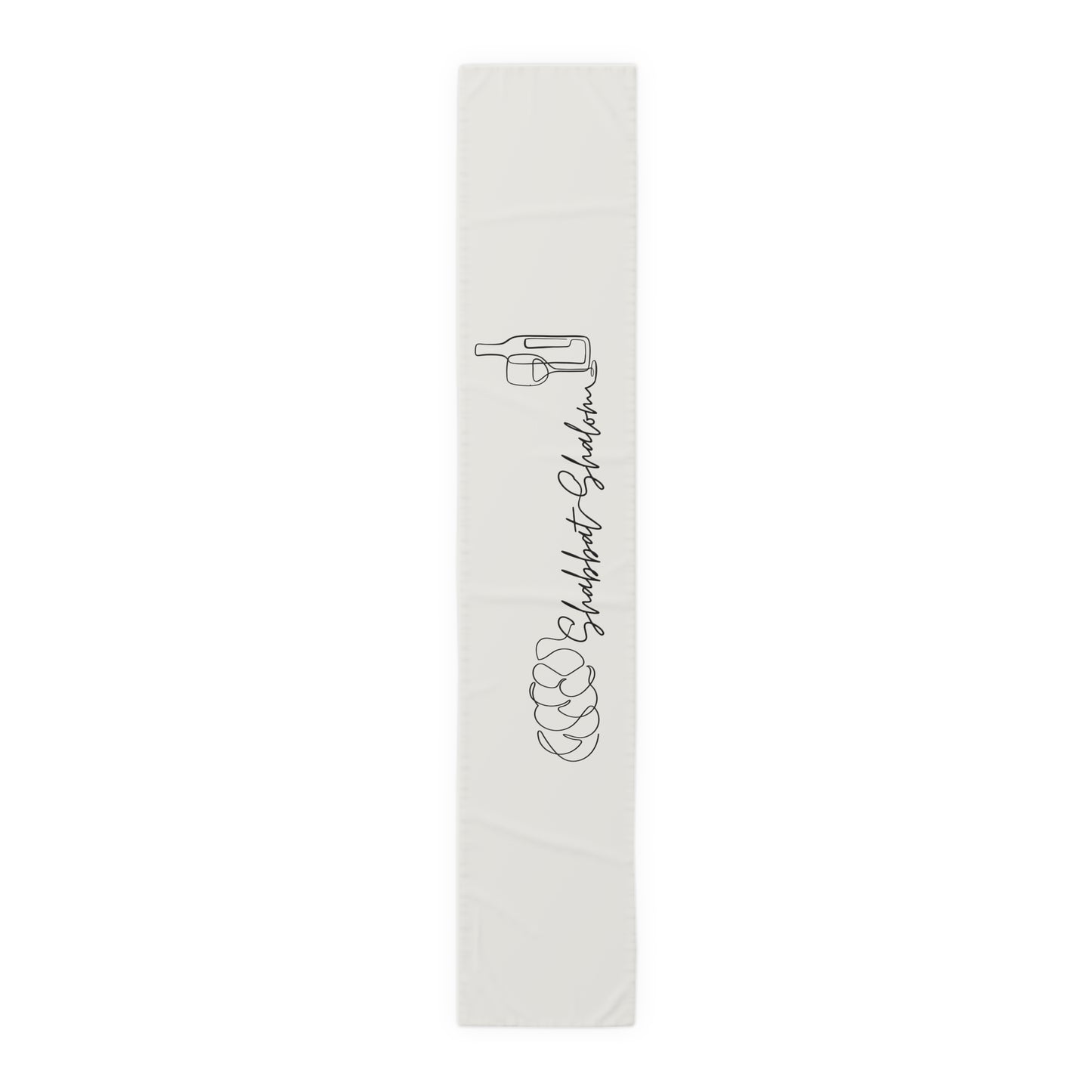 Shabbat Table Runner With Shabbat Shalom Caption - Beige shade