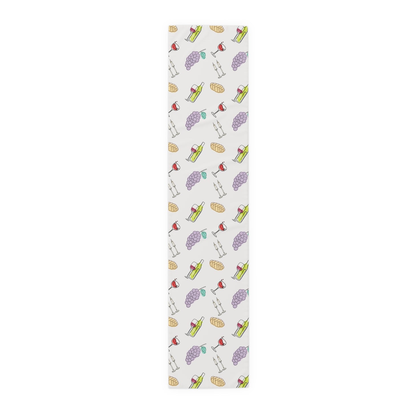 Shabbat Table Runner With Shabbat Illustrations