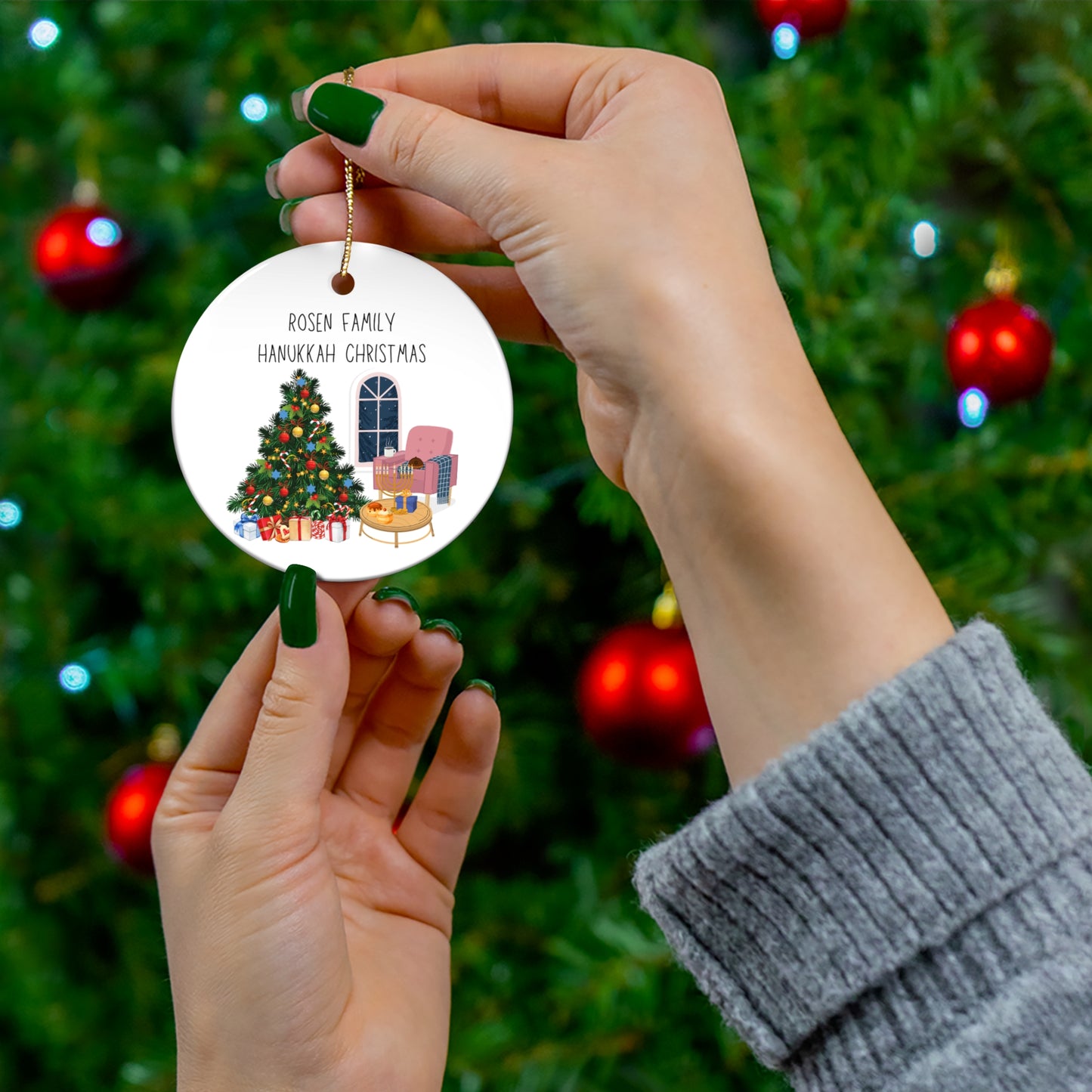 Personalized Chrismukkah Family Ornament For Hanukkah Christmas Tree