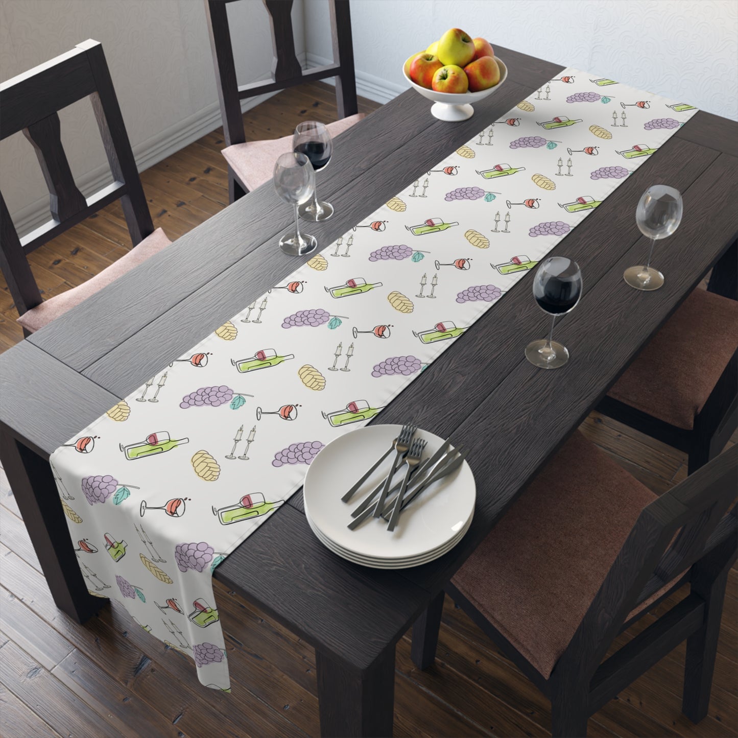 Shabbat Table Runner With Shabbat Illustrations