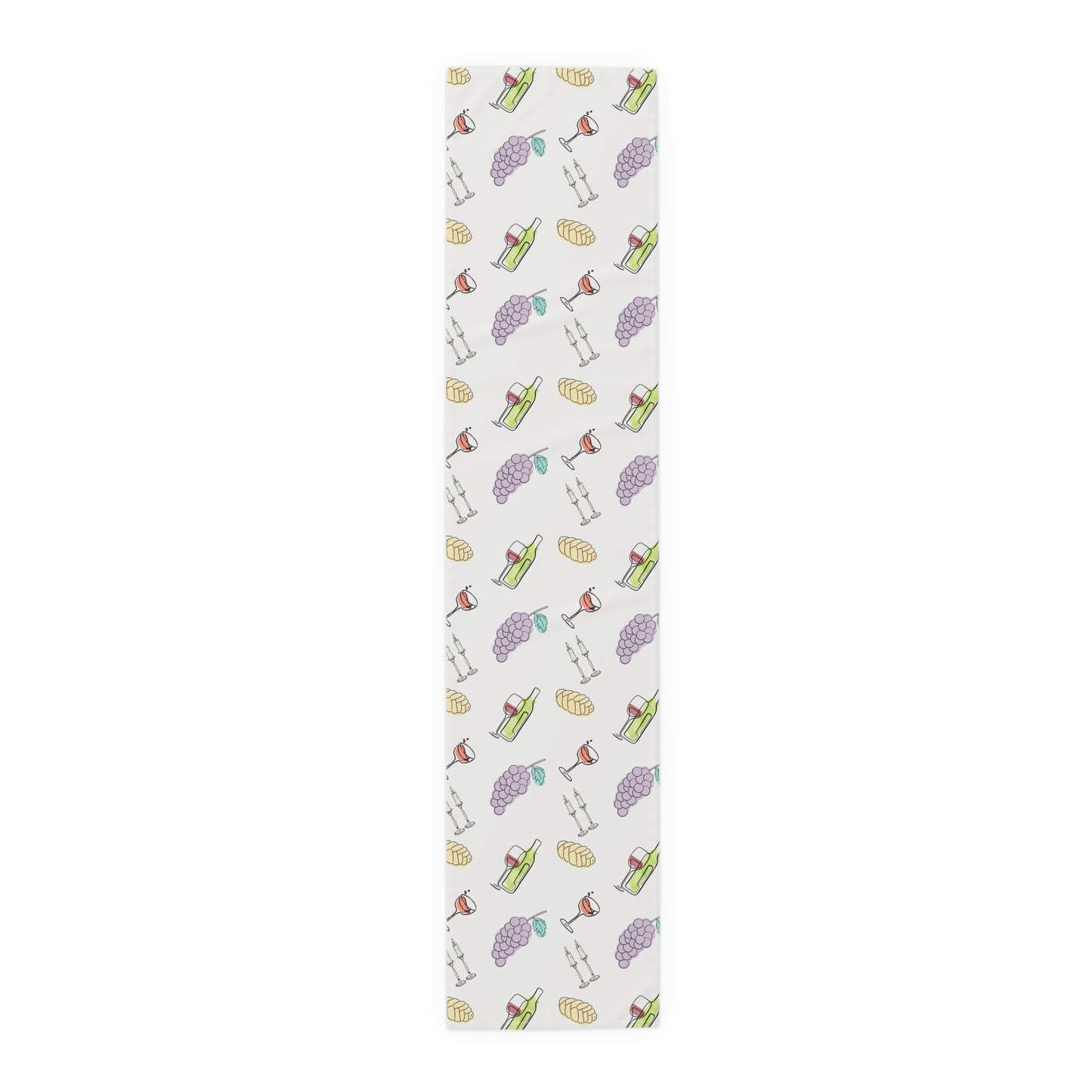 Shabbat Table Runner With Shabbat Illustrations