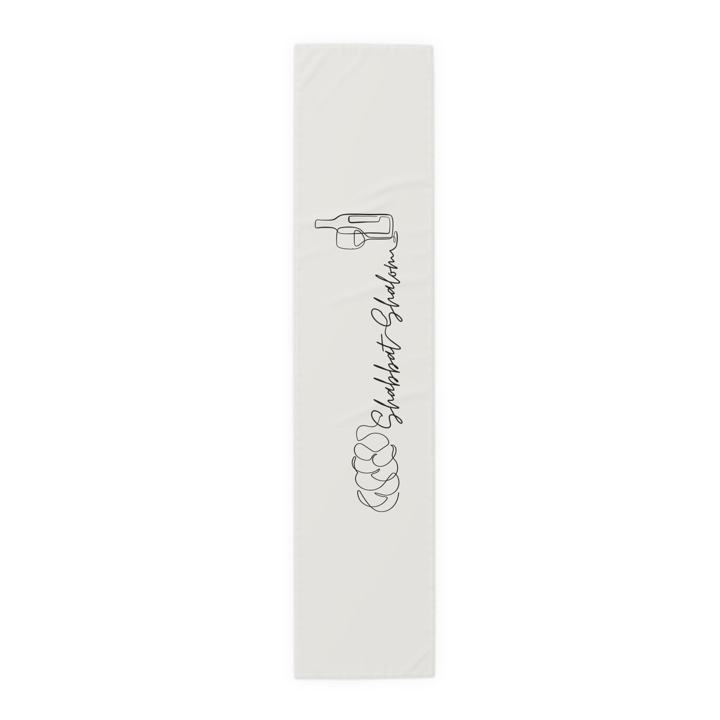 Shabbat Table Runner With Shabbat Shalom Caption - Beige shade