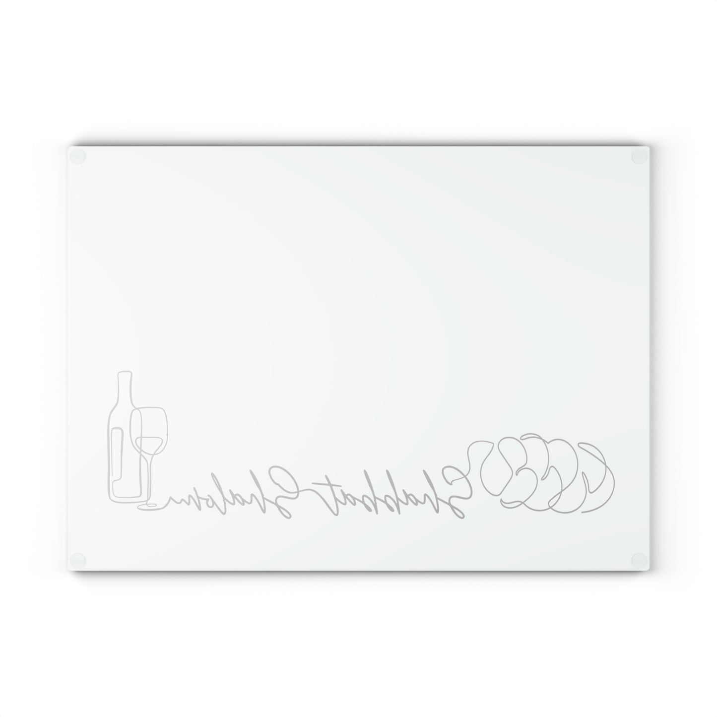 Shabbat Challah Glass Board With Shabbat Shalom Caption - Beige/ Gray shade