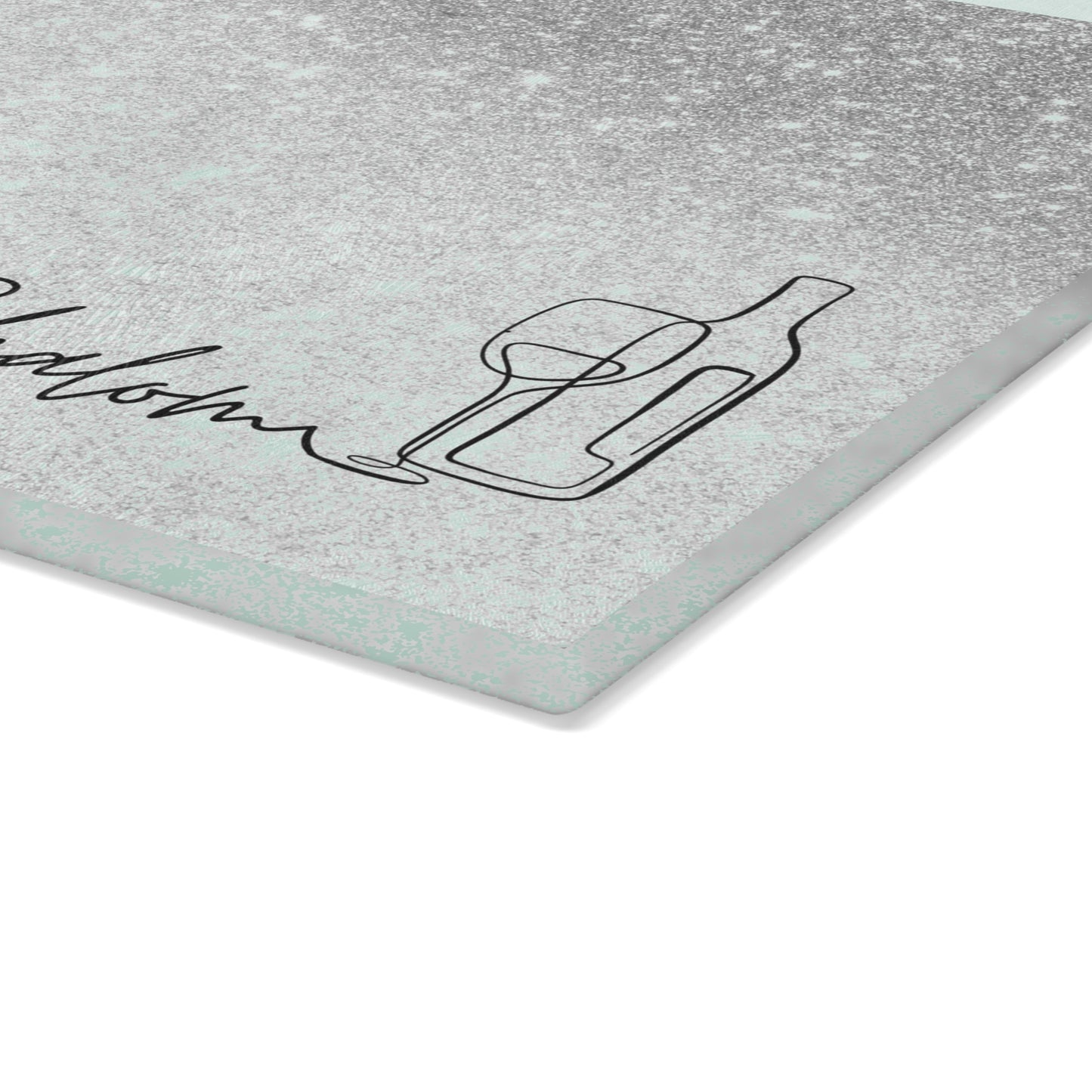 Shabbat Challah Glass Board With Shabbat Shalom Caption - Sparkle Silver Shades