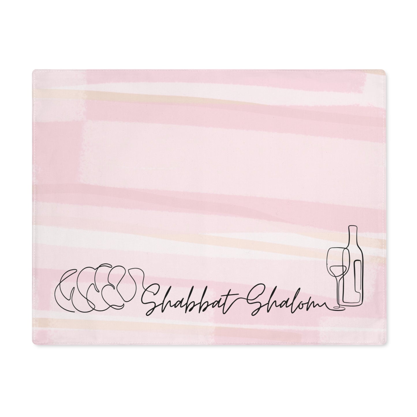 Challah cover/ placemat for Shabbat table with Shabbat Shalom caption - Pink shades