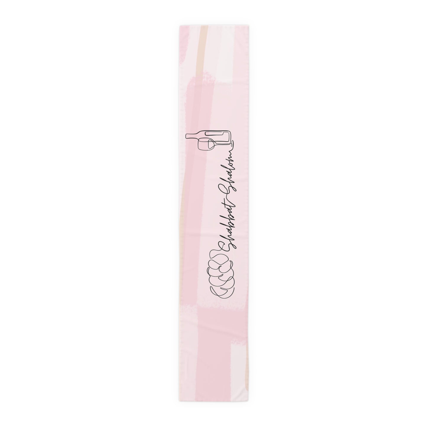Shabbat Table Runner With Shabbat Shalom Caption - Pink Shades