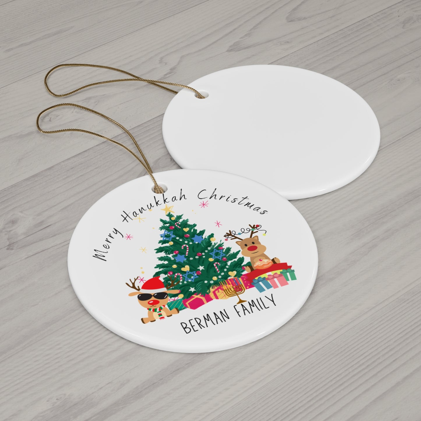Personalized Hanukkah Christmas Family Ornament For Hanukkah Christmas Tree