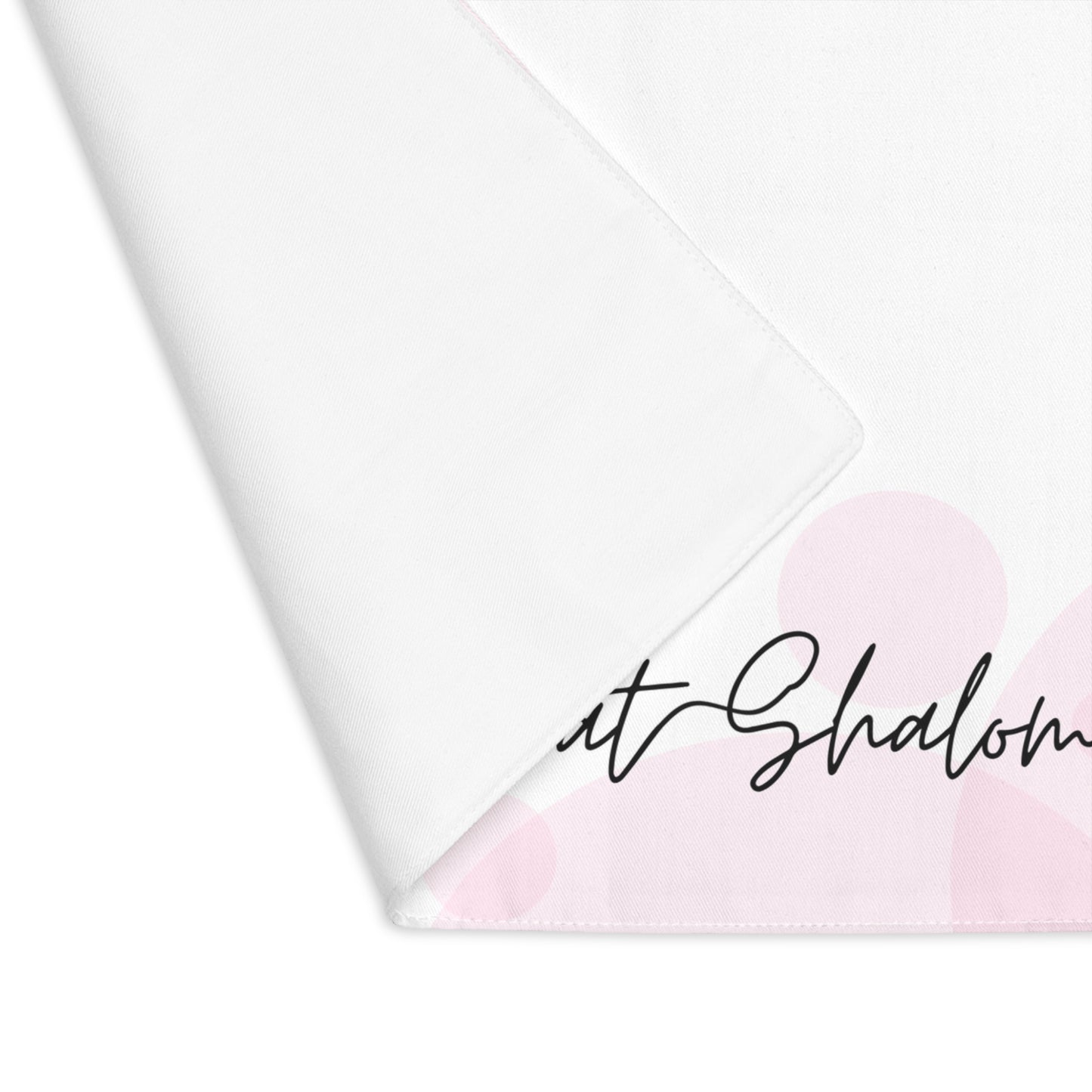 Challah cover/ placemat for Shabbat table with Shabbat Shalom caption - Pink circles