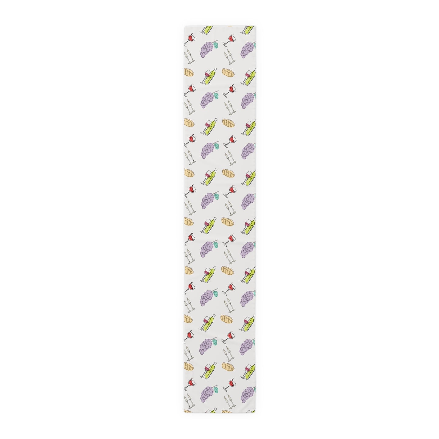 Shabbat Table Runner With Shabbat Illustrations