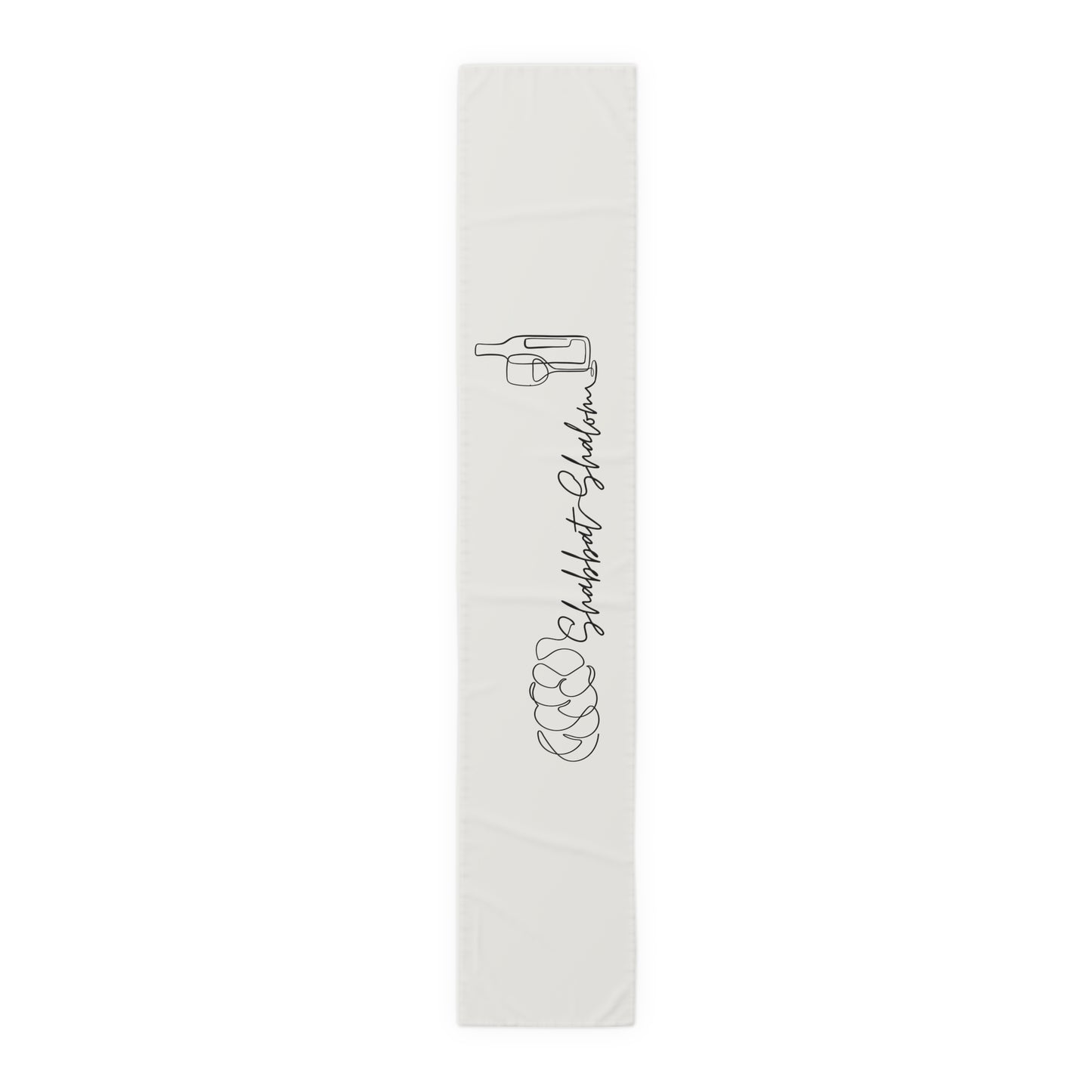 Shabbat Table Runner With Shabbat Shalom Caption - Beige shade