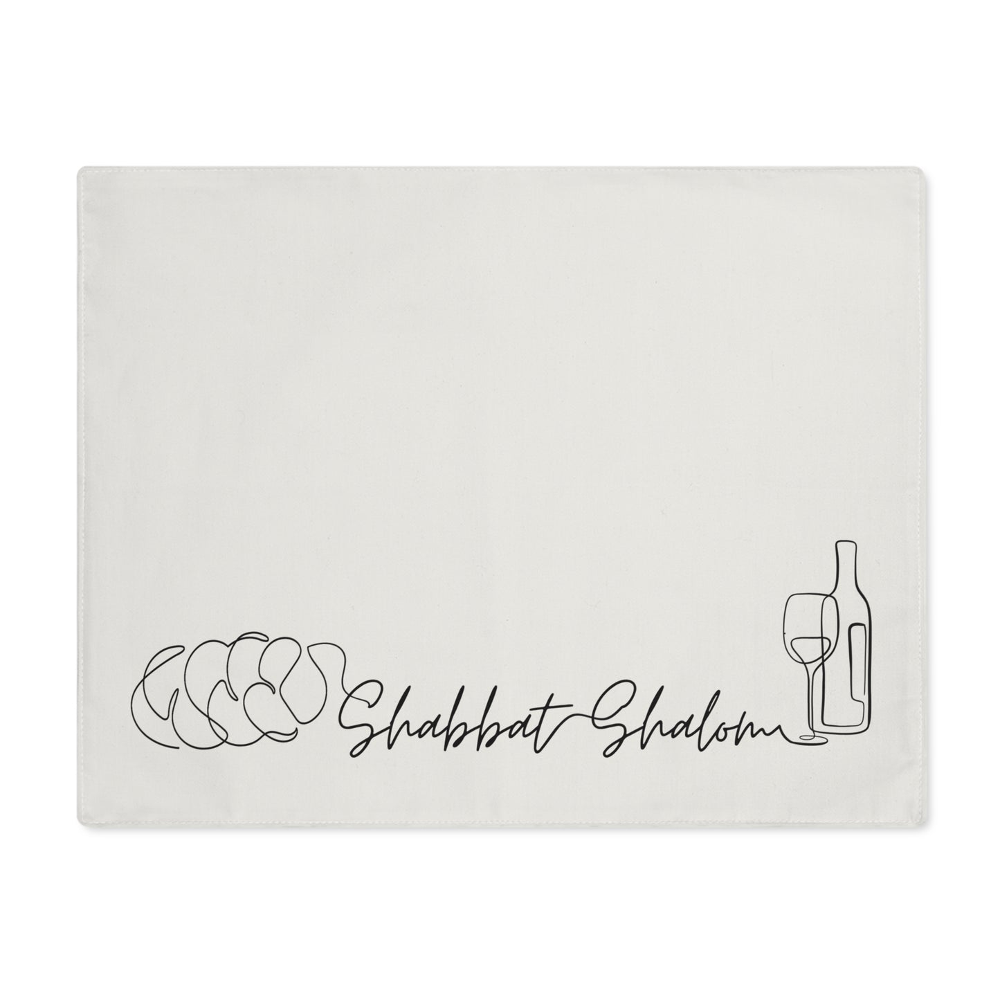 Challah cover/ placemat for Shabbat table with Shabbat Shalom caption - Beige shades