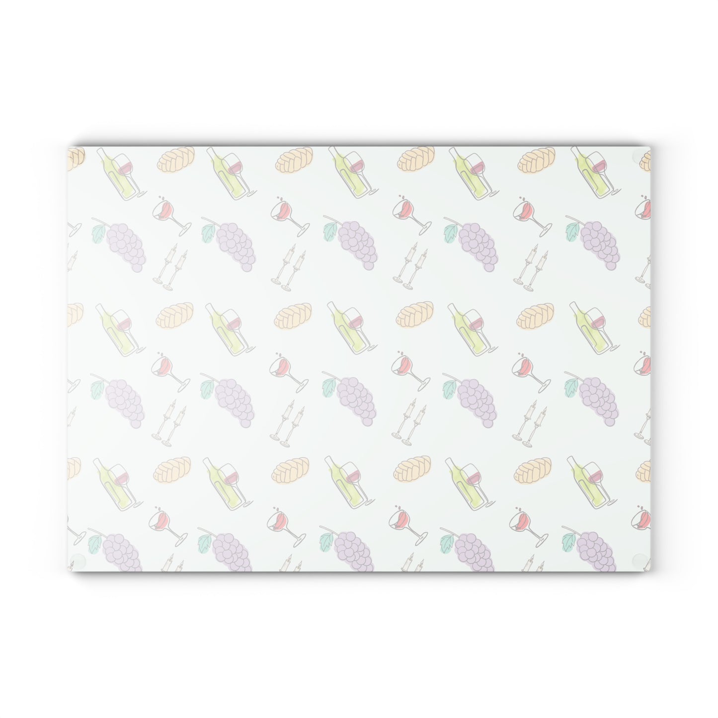 Shabbat Challah Glass Board - Shabbat Illustrations