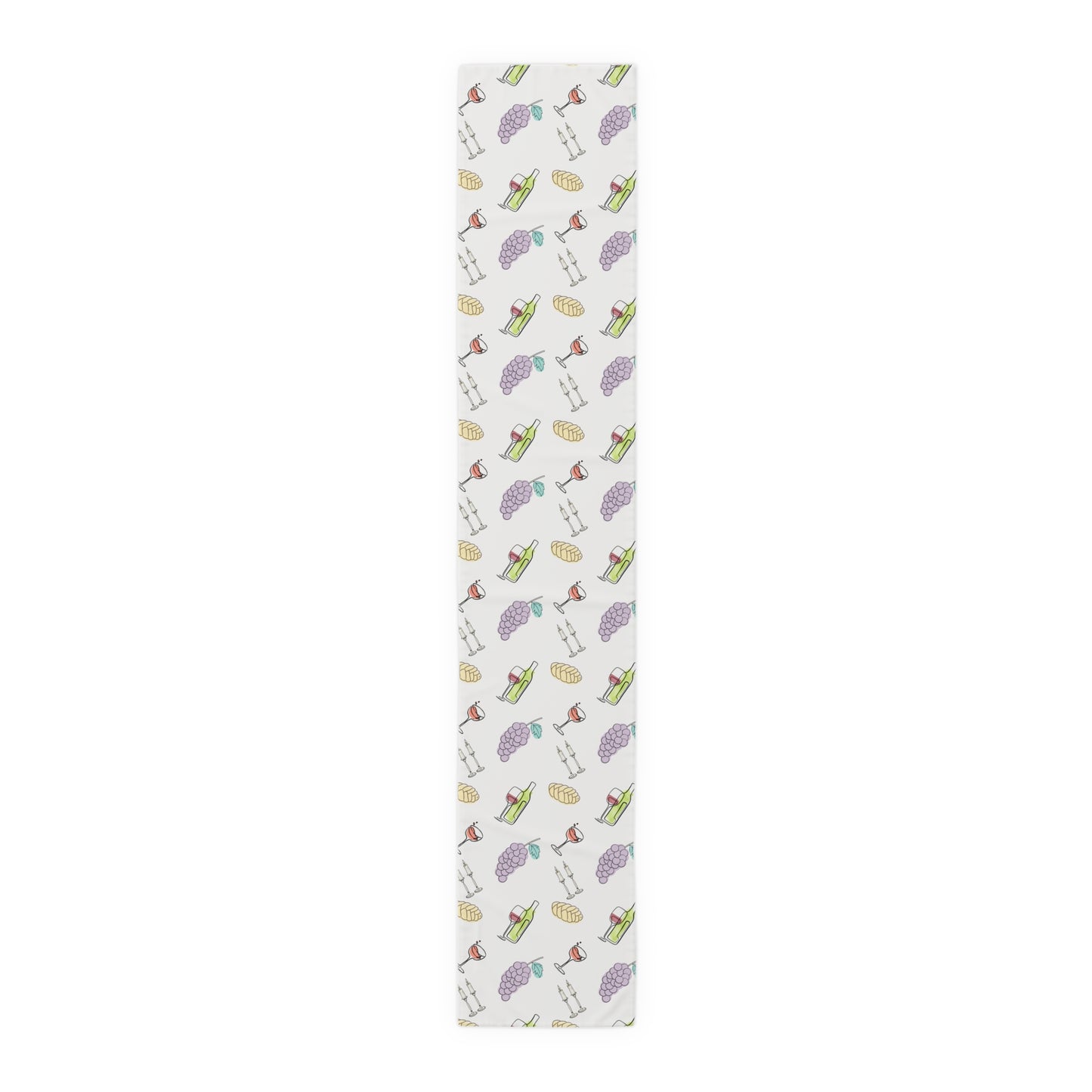 Shabbat Table Runner With Shabbat Illustrations