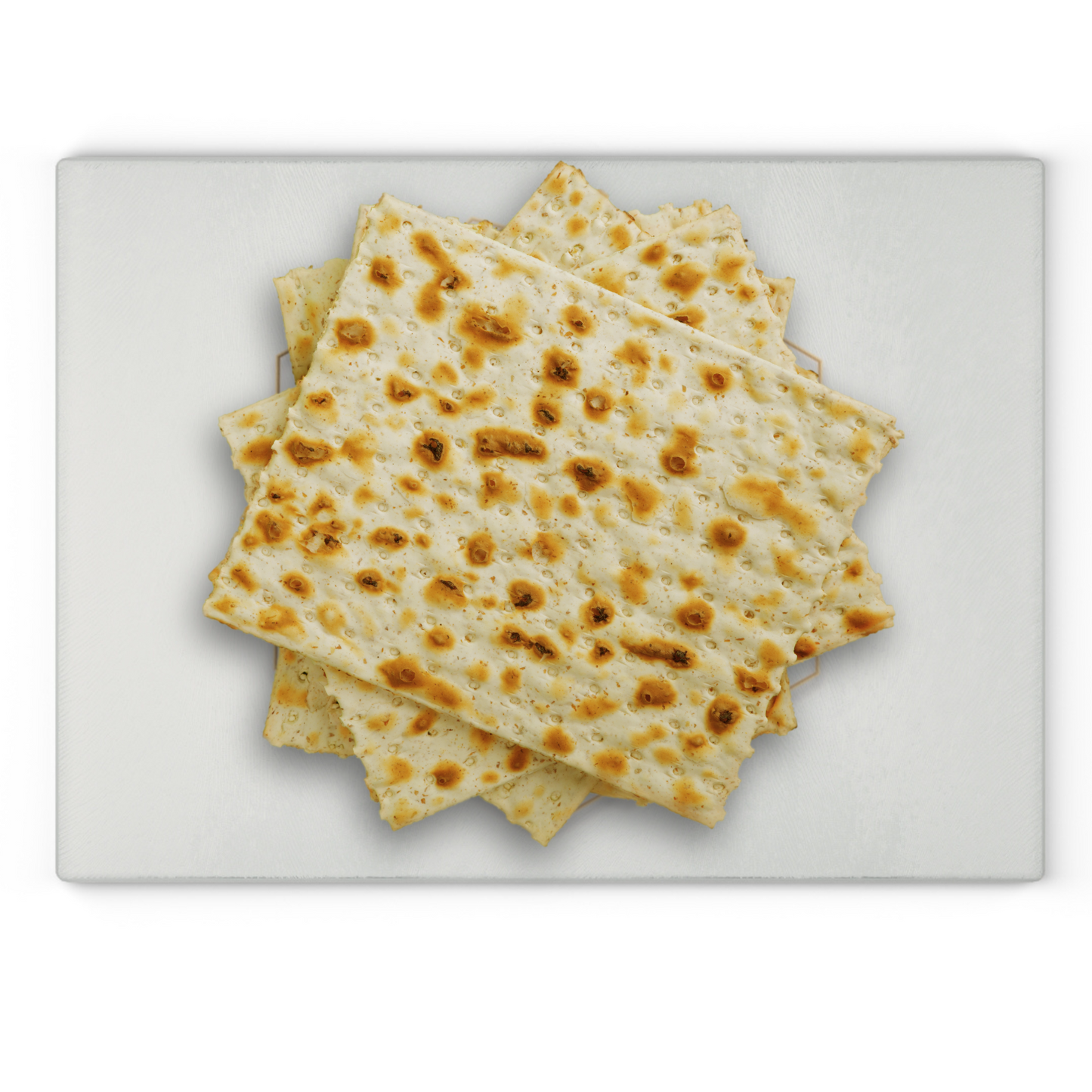 Challah/ Matzah Glass Board with Gold 'Chag Sameach' in Hebrew (Happy Holiday) - Geometric hexagon