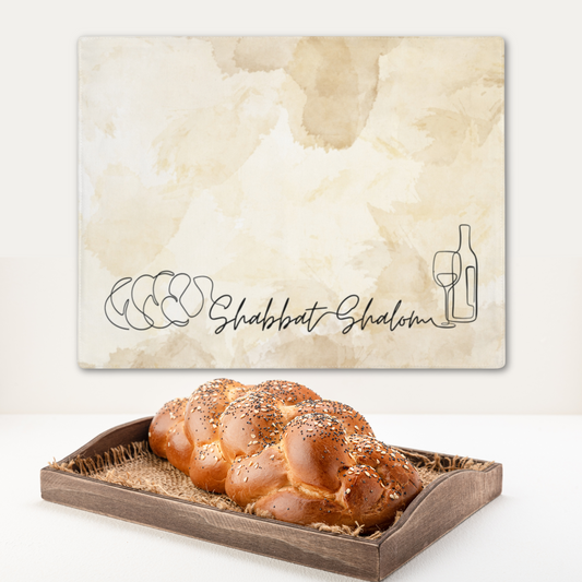 Challah cover/ placemat for Shabbat table with Shabbat Shalom caption - Browns shades