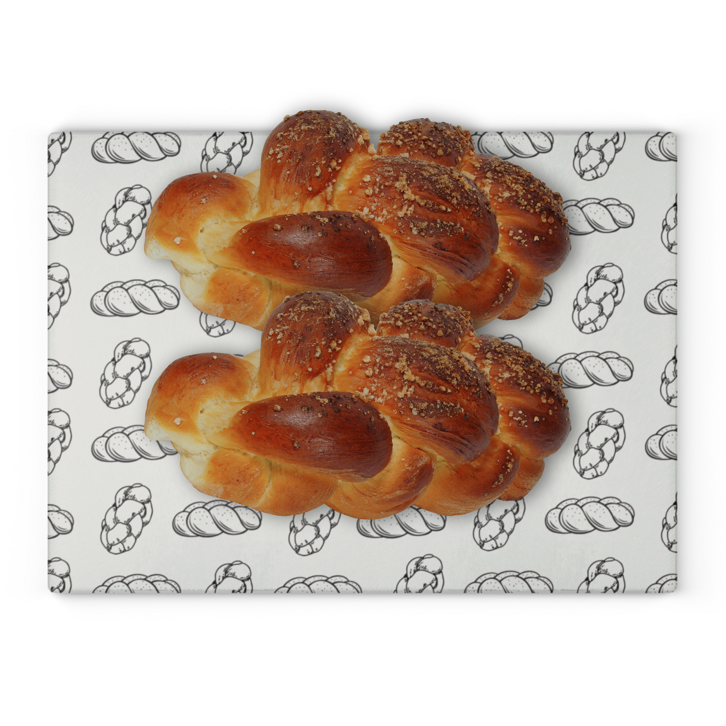 Shabbat Challah Glass Board - Challah Illustrations