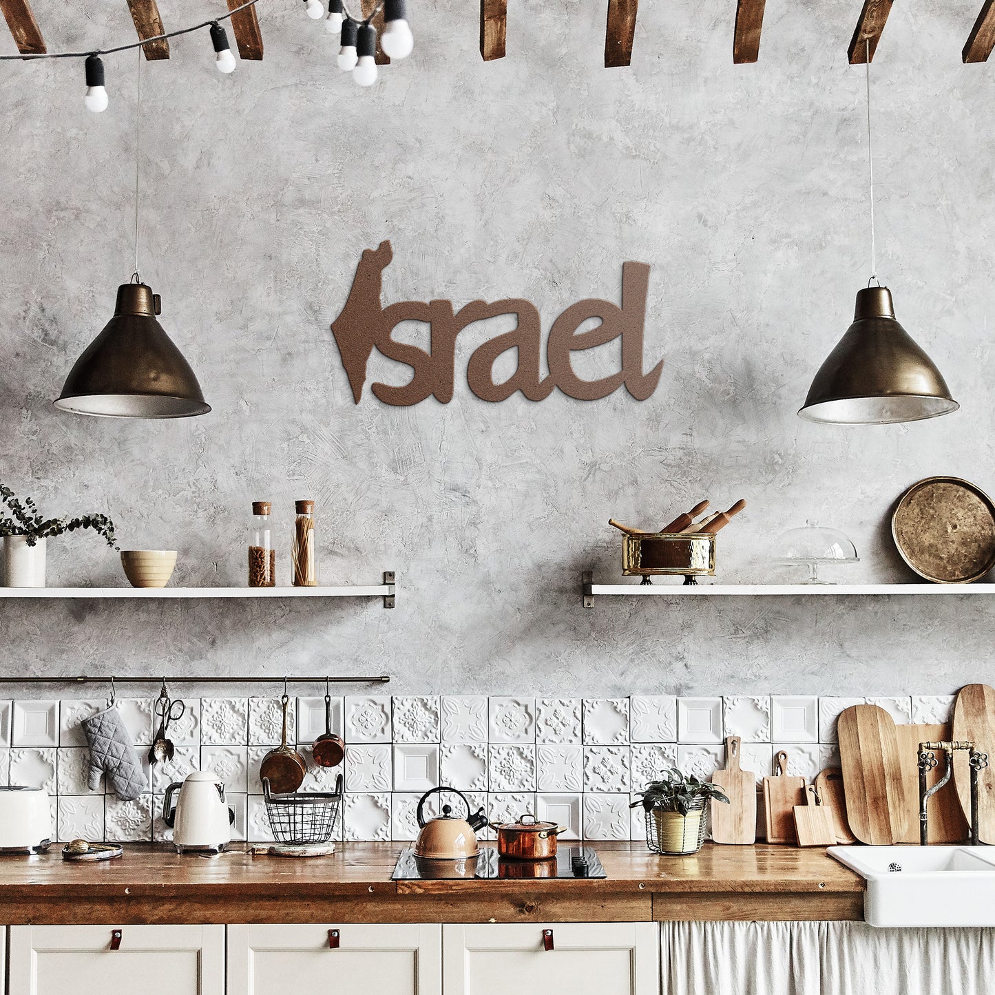 "Israel" metal sign with Israel map