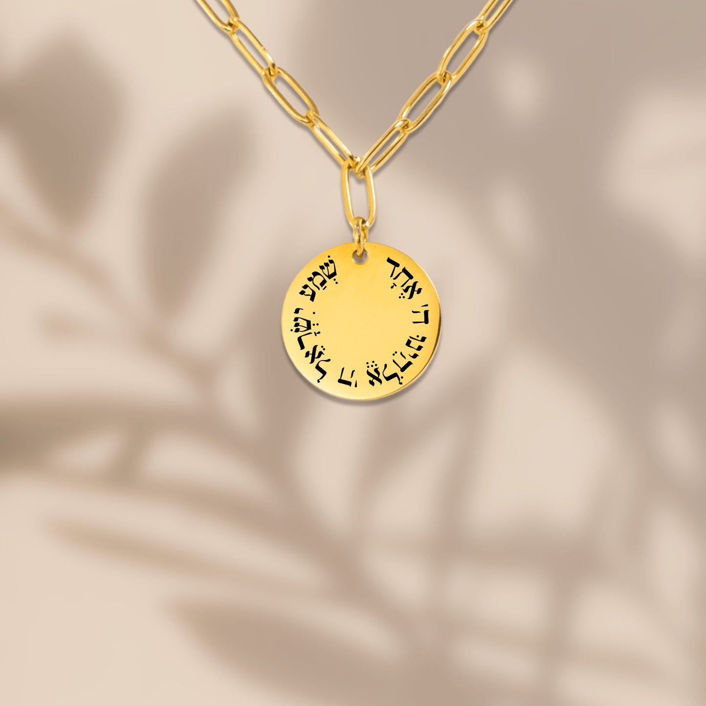 'Shema Yisrael' Paperclip Coin Necklace