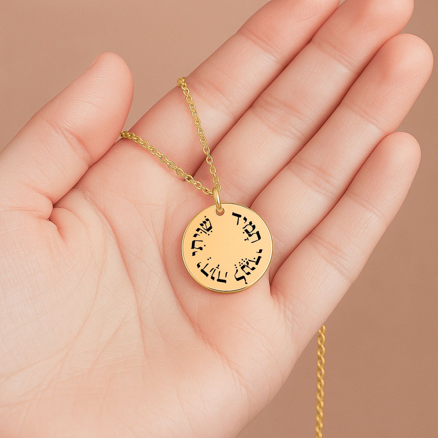 "Shiviti Hashem lenegdi tamid" Fine Links Coin Necklace