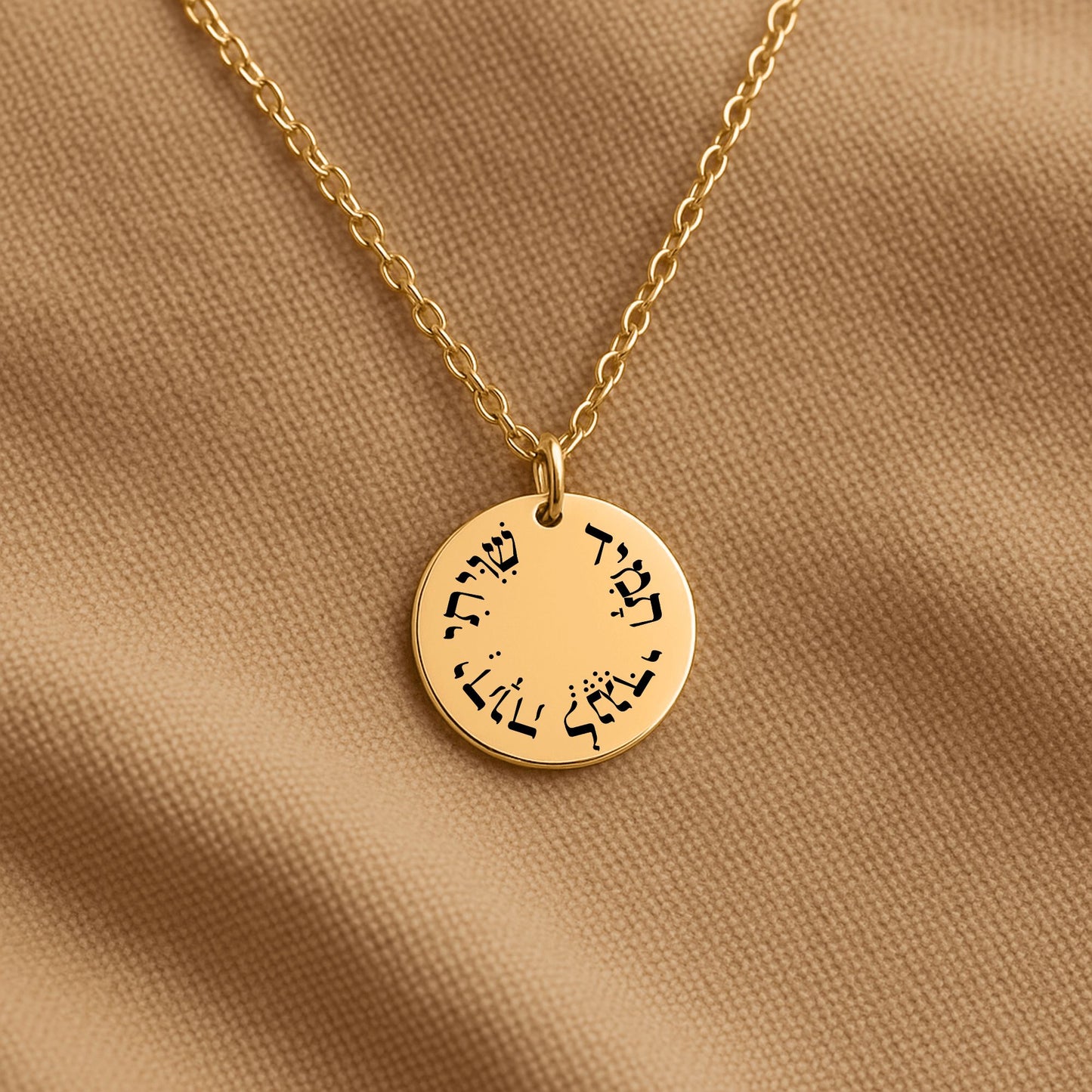 "Shiviti Hashem lenegdi tamid" Fine Links Coin Necklace