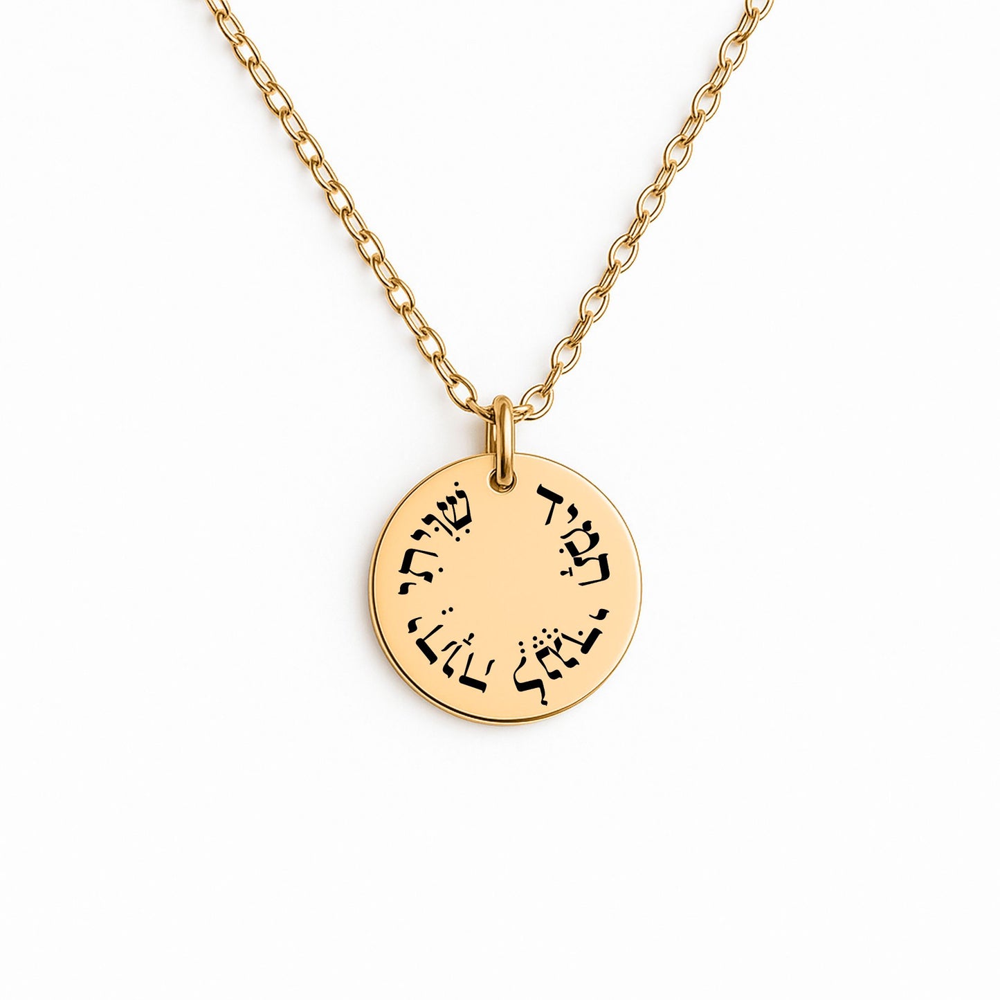 "Shiviti Hashem lenegdi tamid" Fine Links Coin Necklace