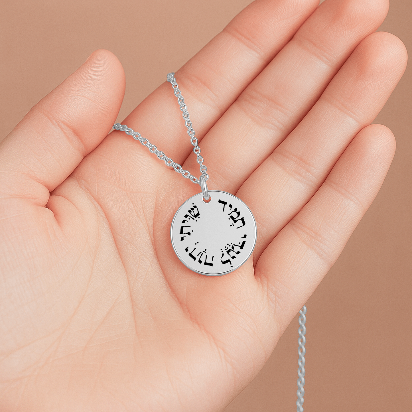 "Shiviti Hashem lenegdi tamid" Fine Links Coin Necklace