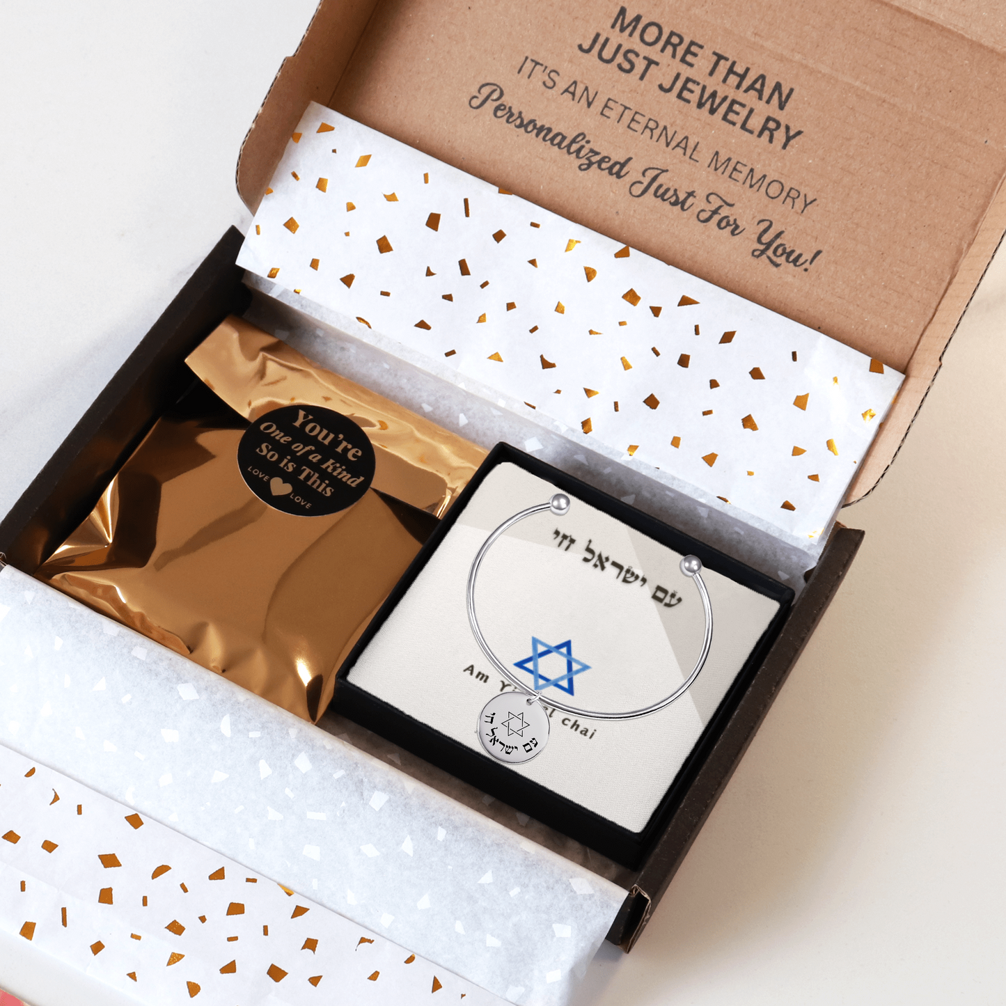 "Am Yisrael Chai" With Star Of David Bangle Bracelet