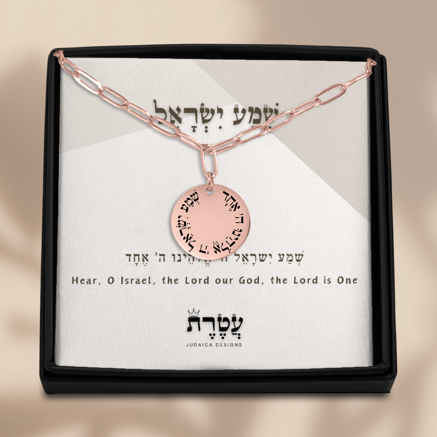 'Shema Yisrael' Paperclip Coin Necklace