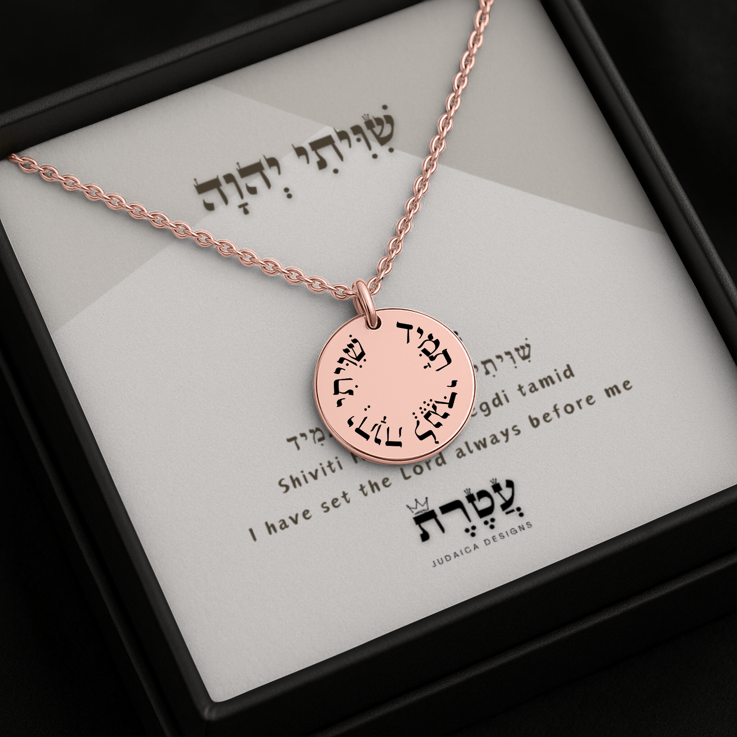 "Shiviti Hashem lenegdi tamid" Fine Links Coin Necklace
