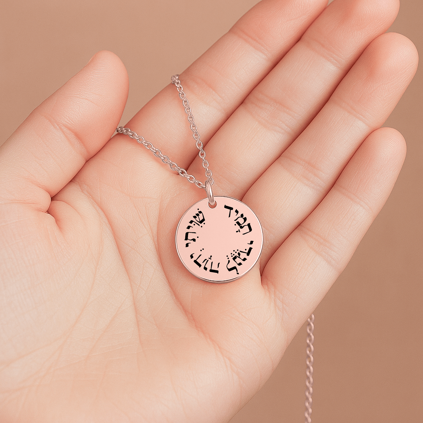 "Shiviti Hashem lenegdi tamid" Fine Links Coin Necklace
