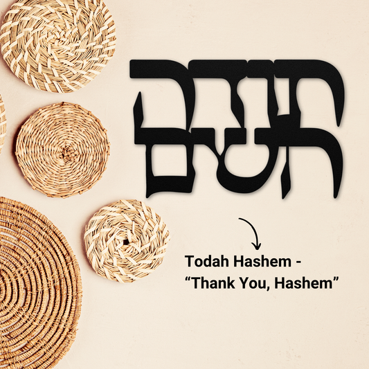 Hebrew metal sign "Todah Hashem" - “Thank You, Hashem”
