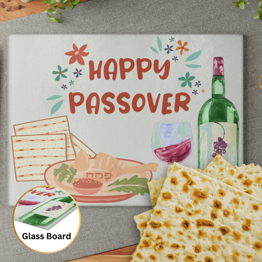 Passover Matzah Glass Board - Happy Passover