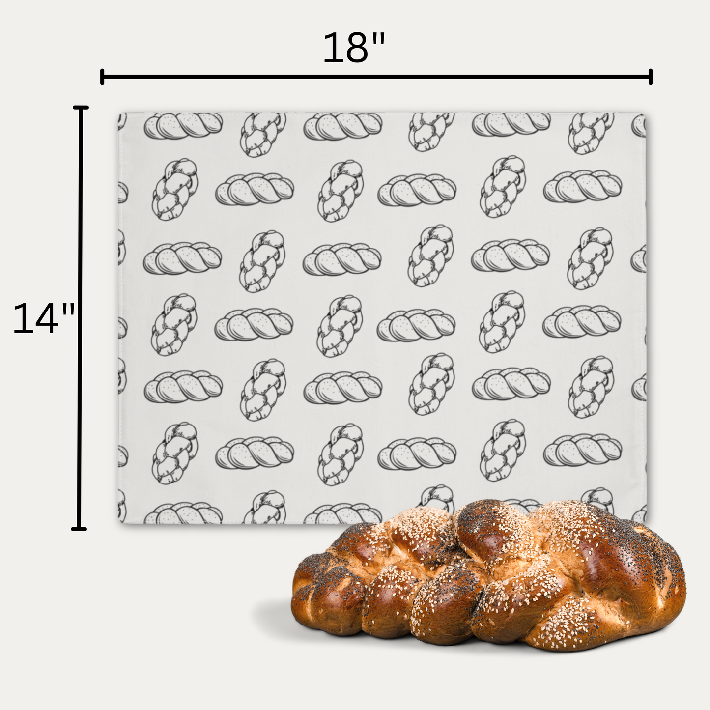 Challah cover/ placemat for Shabbat table with Challah illustrations