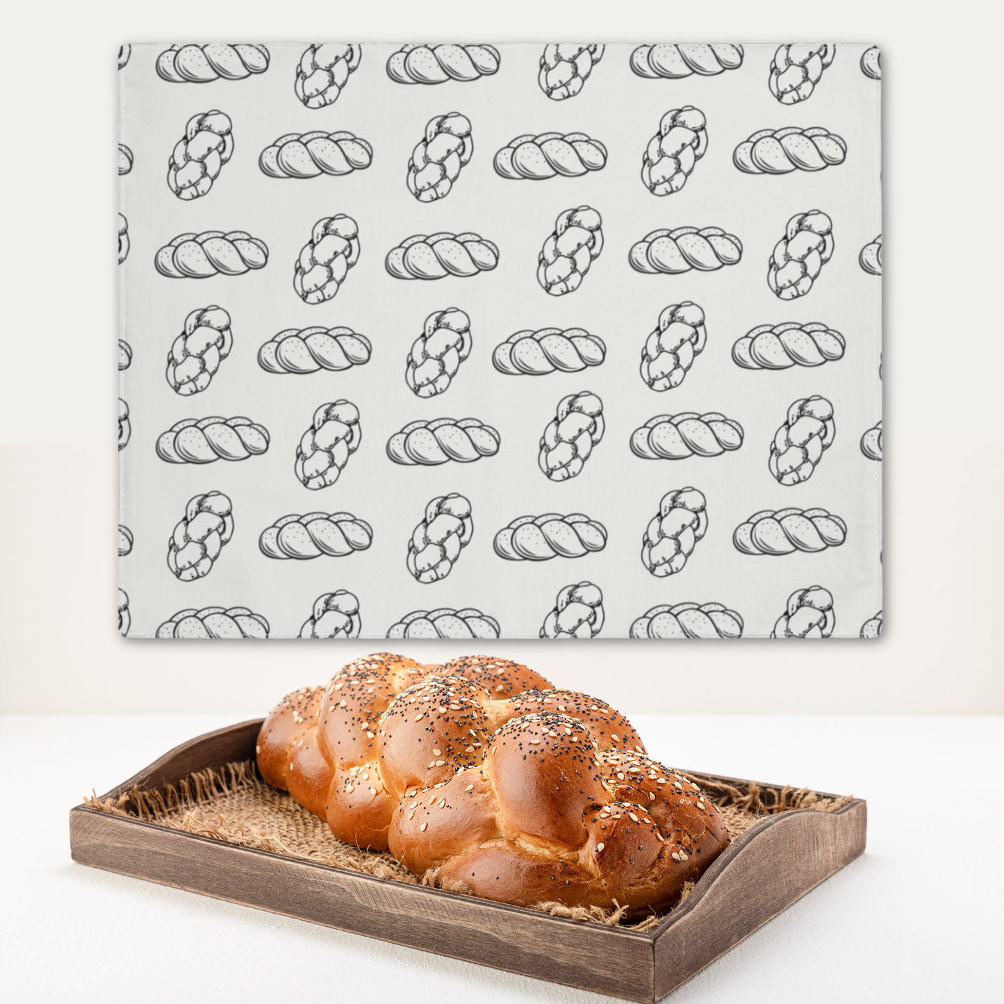 Challah cover/ placemat for Shabbat table with Challah illustrations