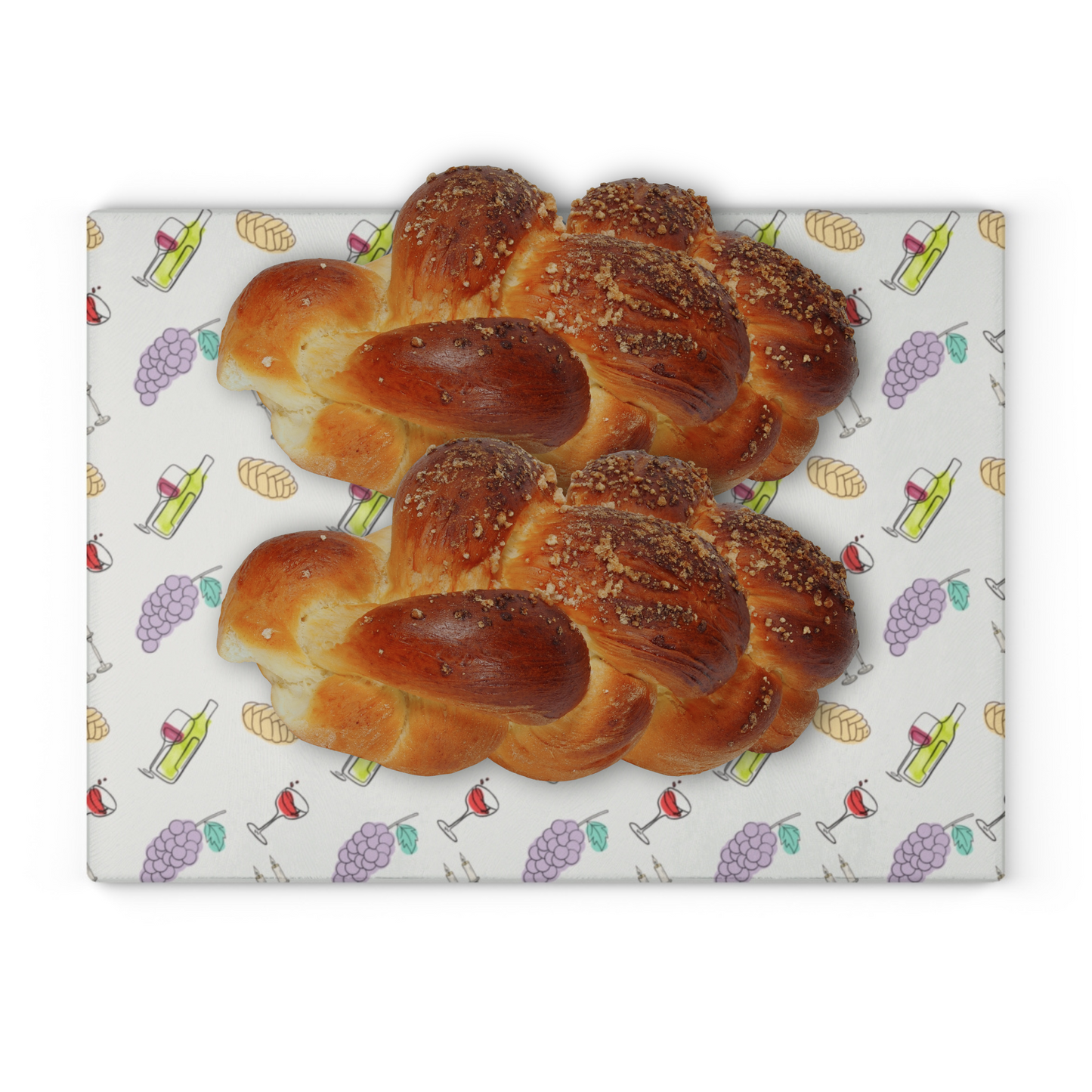 Shabbat Challah Glass Board - Shabbat Illustrations