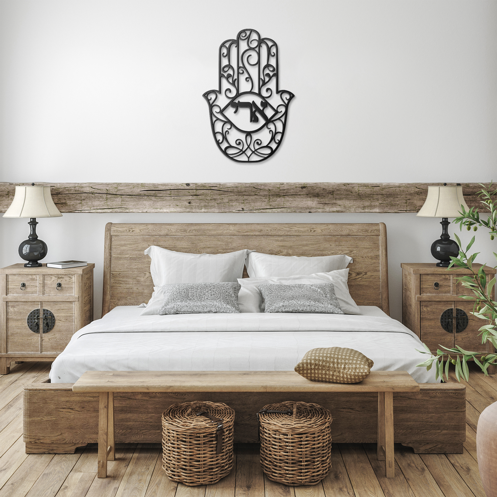 Custom_order-_Hamsa_with_the_childs_nam_Black_Farmhouse_Bedroom_Mockup.png