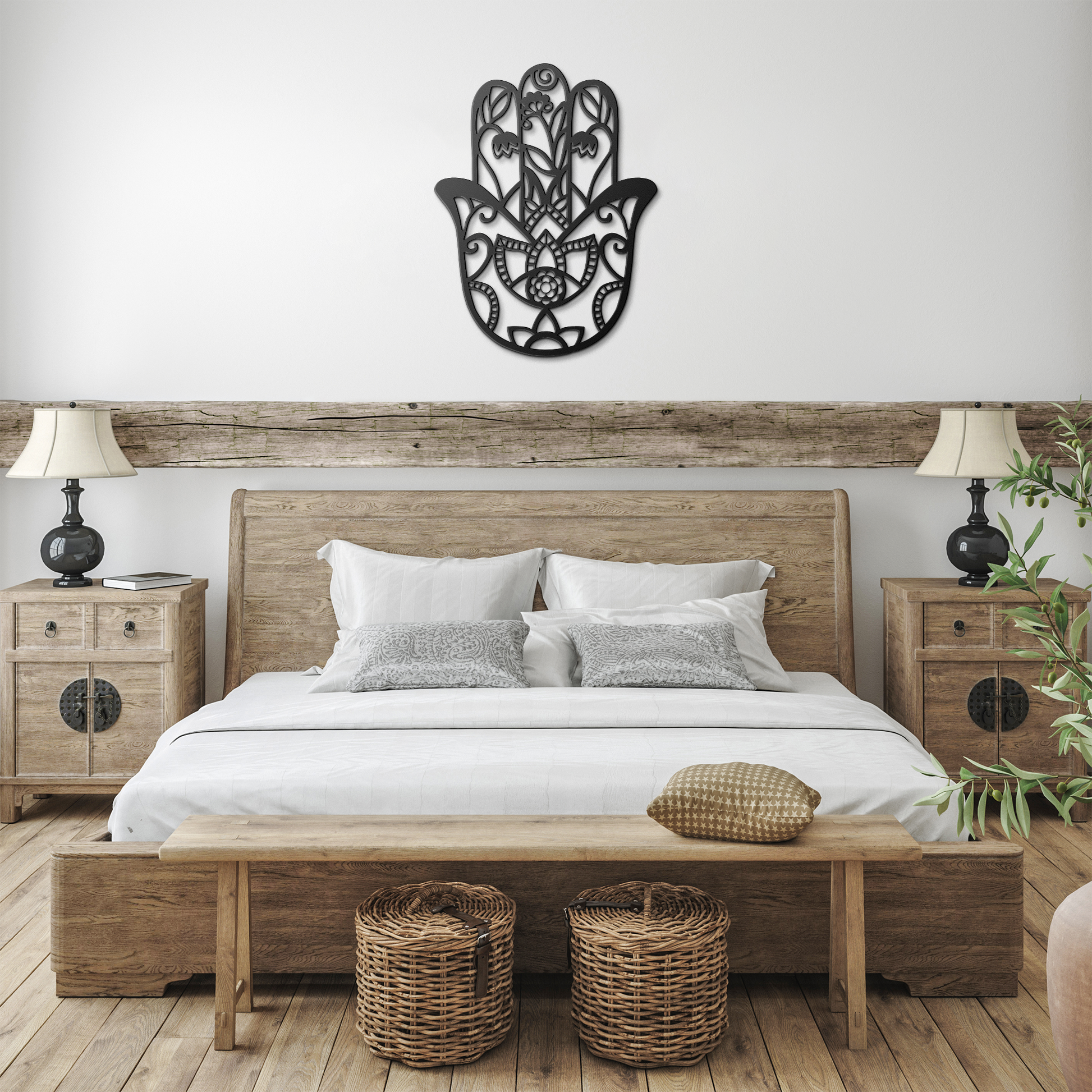 Decorative_Hamsa_metal_sign_Black_Farmhouse_Bedroom_Mockup.png