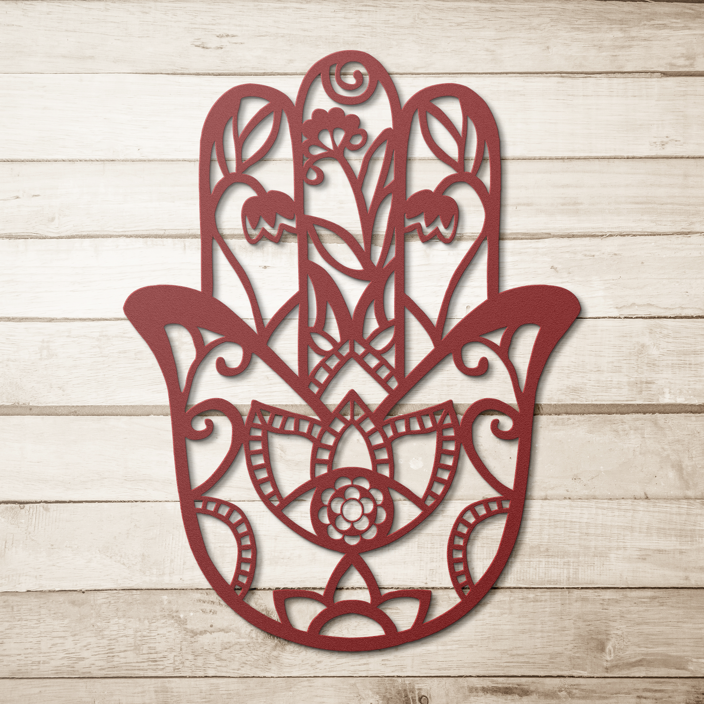 Decorative_Hamsa_metal_sign_Red_Simple_Wood_BKGD_Mockup.png