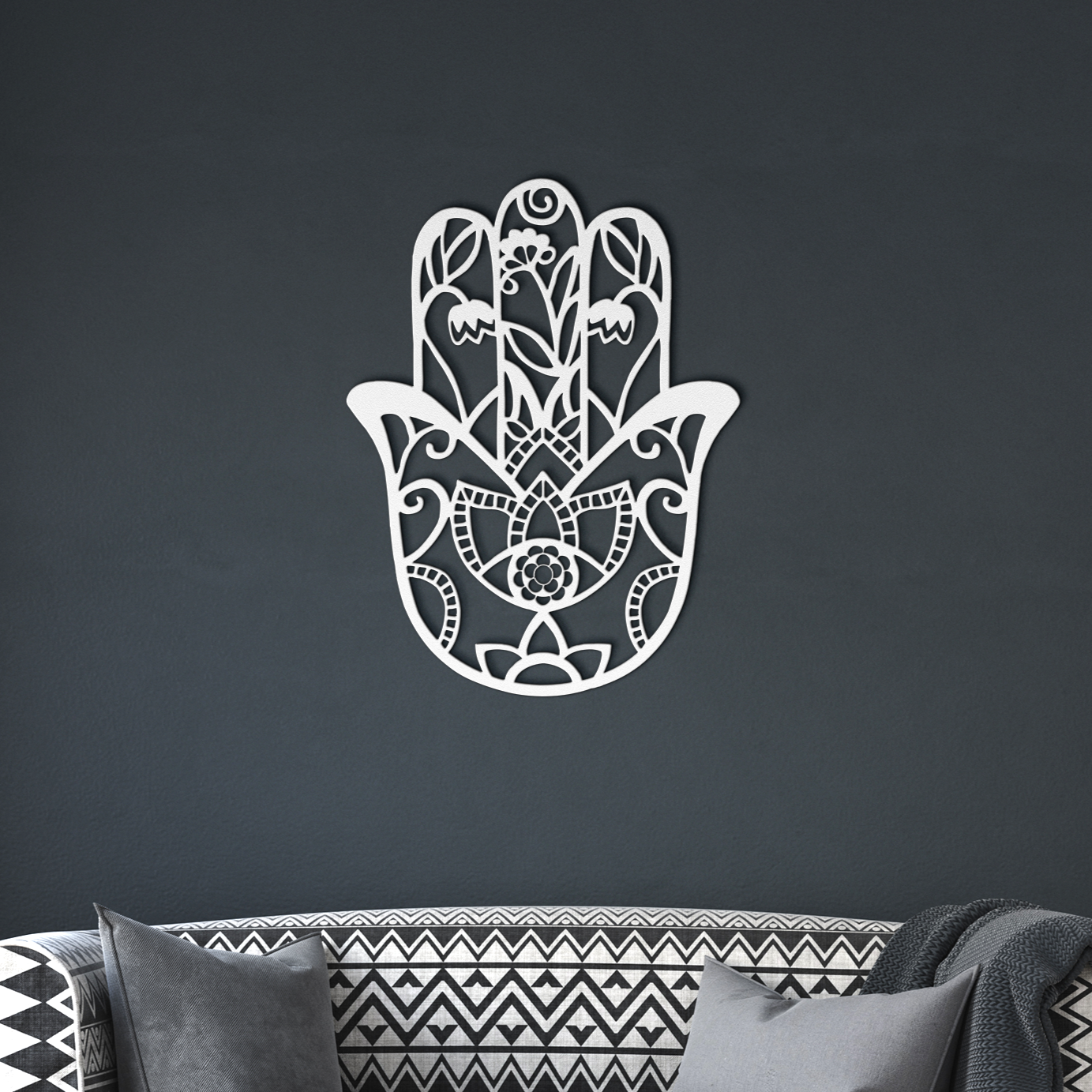 Decorative_Hamsa_metal_sign_White_Dark_Living_Room_Mockup.png
