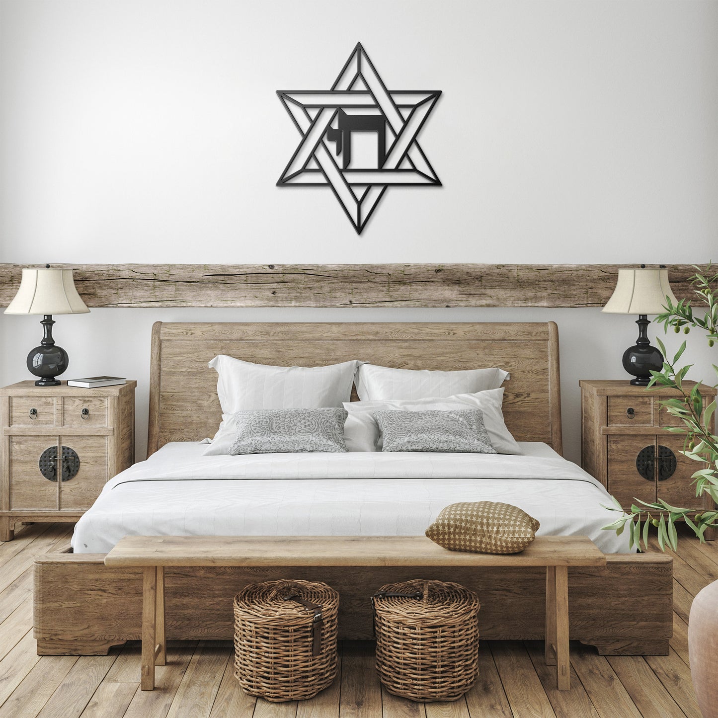 Decorative Star of David metal sign with Hebrew “Chai”