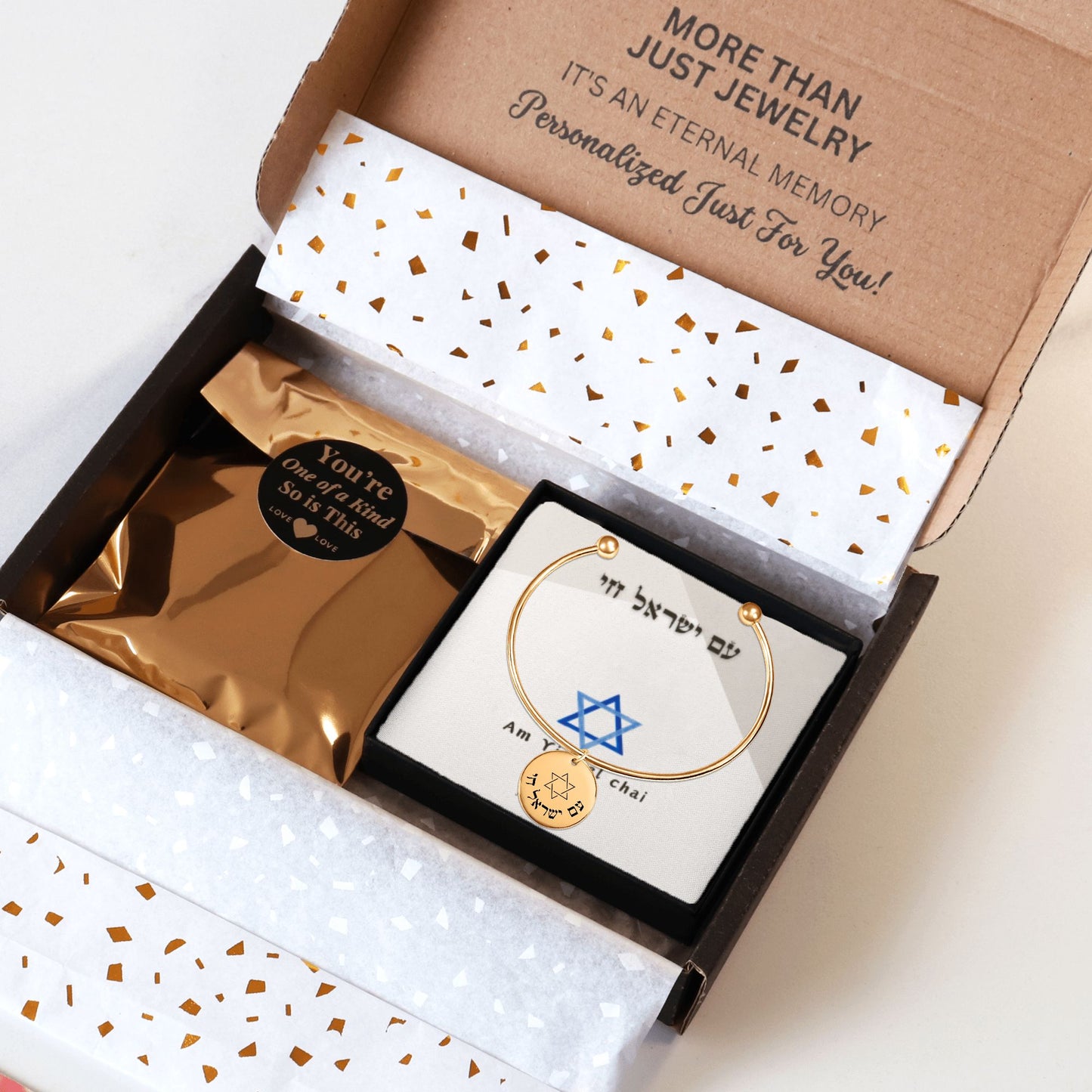 "Am Yisrael Chai" With Star Of David Bangle Bracelet