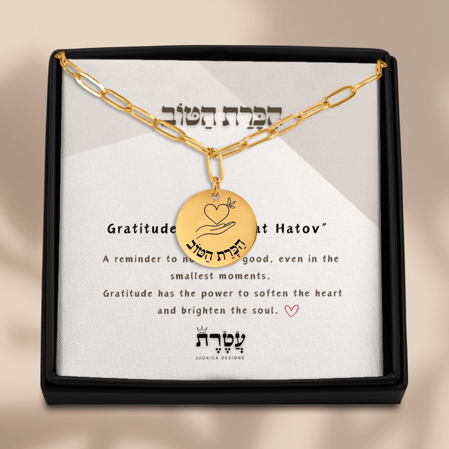 Gratitude –“Hakarat Hatov” Paperclip Coin Necklace