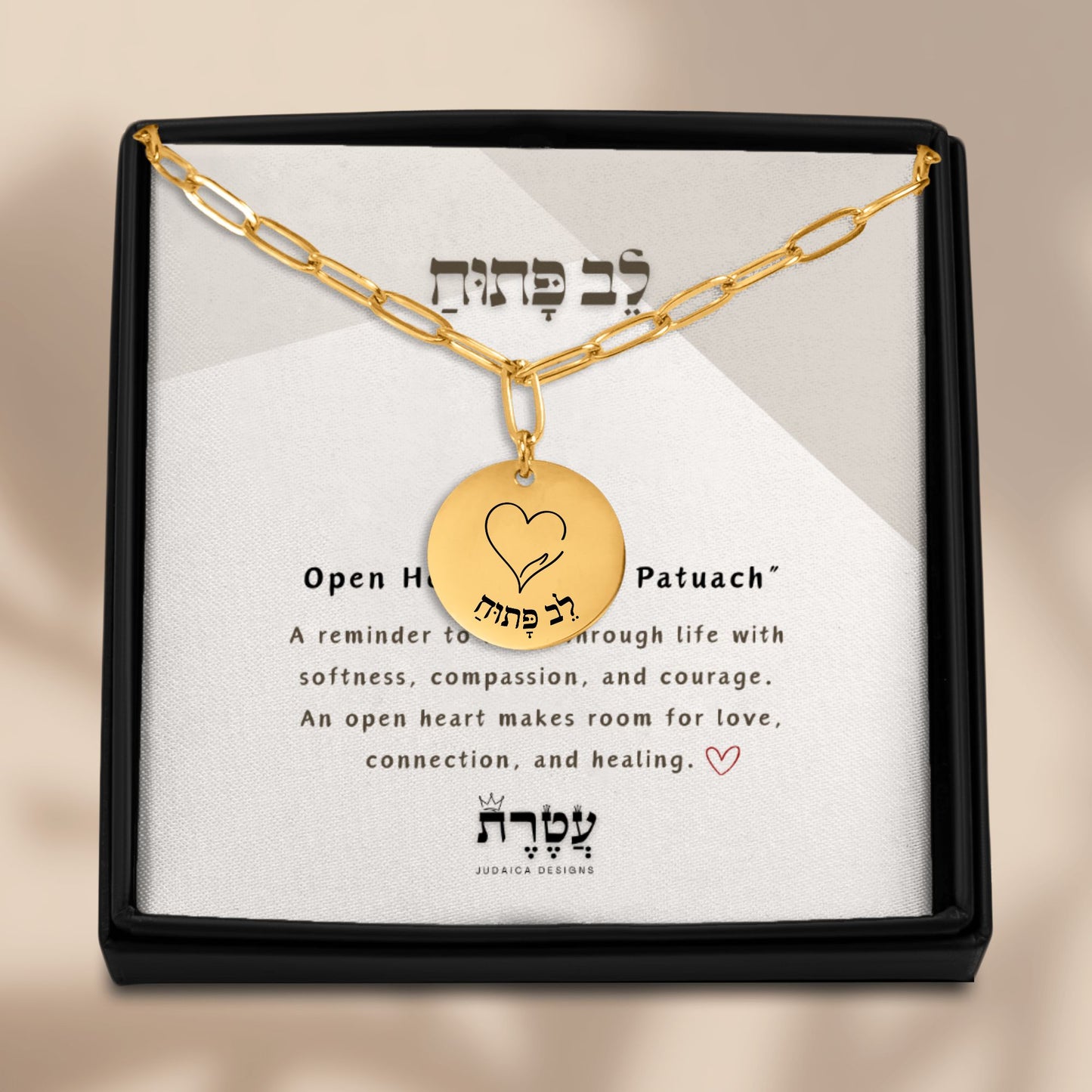 Open Heart –“Lev Patuach” Paperclip Coin Necklace