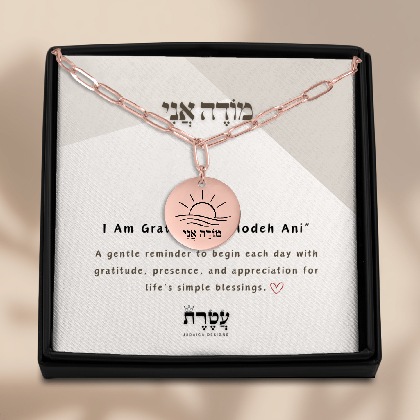 I Am Grateful -“Modeh Ani” Paperclip Coin Necklace